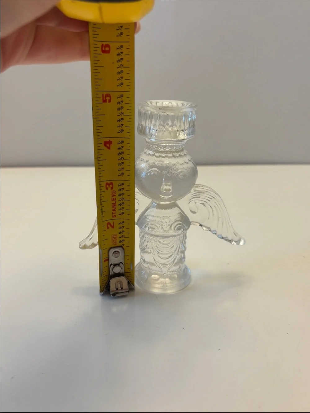 Clear Glass Angel Candle Holder